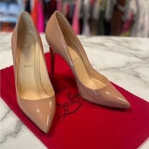 Christian Louboutin Nude Patent Pointed Toe Pumps